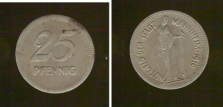 ALLEMAGNE - Notgeld 25 Pfennig Mannheim 1919 SUP